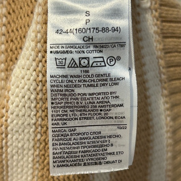 GAP Tan and White Striped Turtleneck Sweater Oversized Size S - Picture 8 of 8